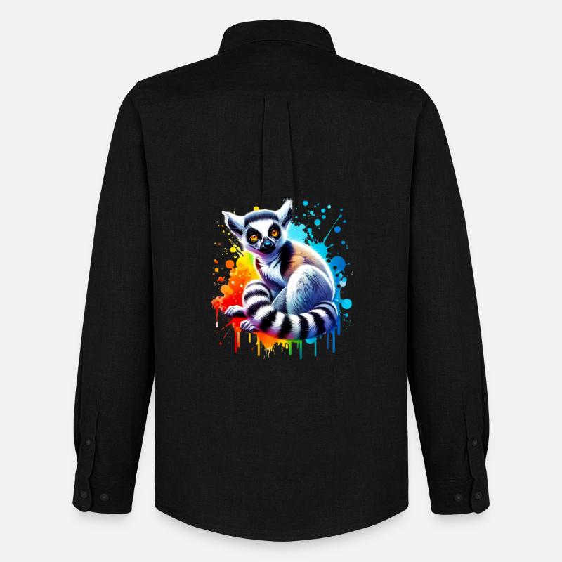 Lemur - Männer Oxford Hemd von Stanley/Stella - Schwarz