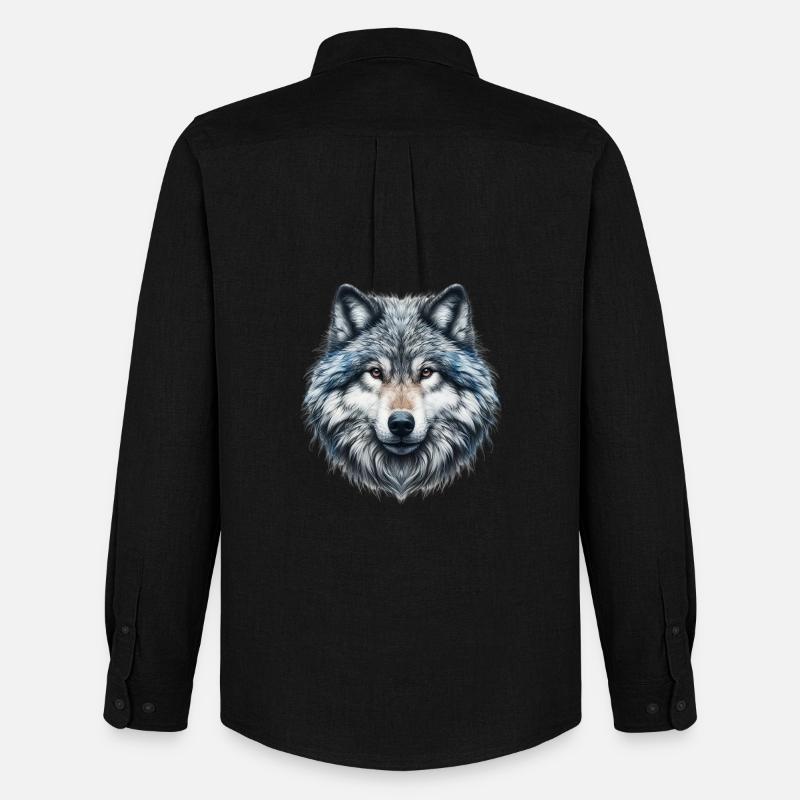 Wolf - Männer Oxford Hemd von Stanley/Stella - Schwarz