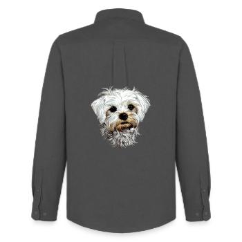 Maltese Little Maltese Dog Love Sweet Maltese - Men's Oxford Shirt by Stanley/Stella - anthracite - Back - AI Model Male 185 dark (185cm)