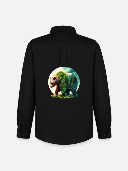 Bear with forest in silhouette - Men's Oxford Shirt by Stanley/Stella - black