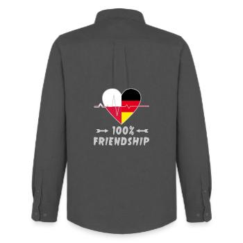 Polen und Deutschland 100% Freundschaft - Männer Oxford Hemd von Stanley/Stella - Anthrazit - Hinten - AI Model Male 185 dark (185cm)