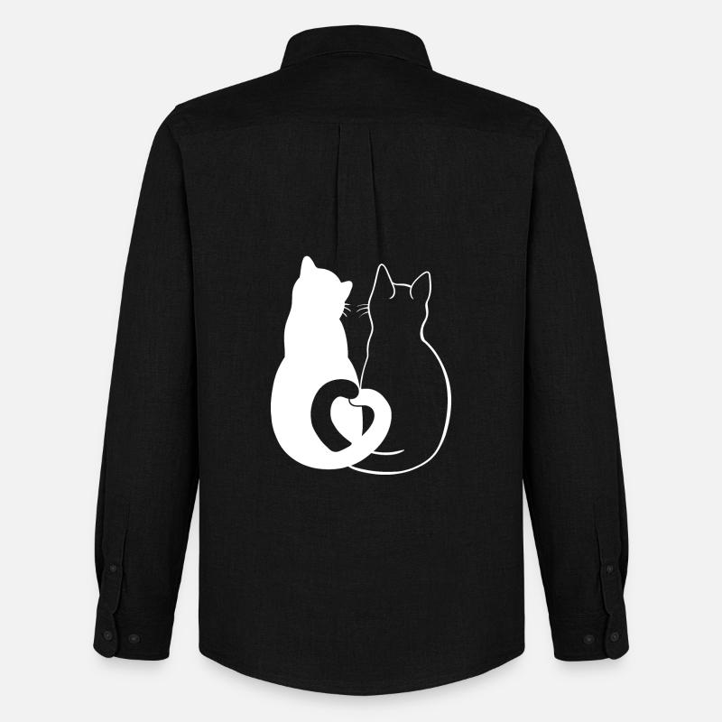 Liebevolle Katzen Silhouette Kunst - Männer Oxford Hemd von Stanley/Stella - Schwarz