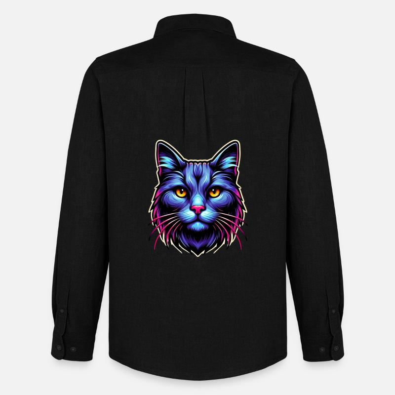 Katze - Männer Oxford Hemd von Stanley/Stella - Schwarz