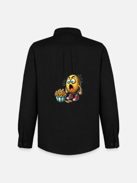 Funny french fries potato design - Men's Oxford Shirt by Stanley/Stella - black