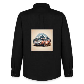 Voiture de Course Rallye Montagne - Chemise Oxford homme Stanley/Stella - noir - Dos - AI Model Male 185 dark (185cm)