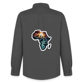 Africa Adventurousness - Men's Oxford Shirt by Stanley/Stella - anthracite - Back - AI Model Male 185 dark (185cm)