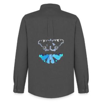 fall out of character - Men's Oxford Shirt by Stanley/Stella - anthracite - Back - AI Model Male 185 dark (185cm)