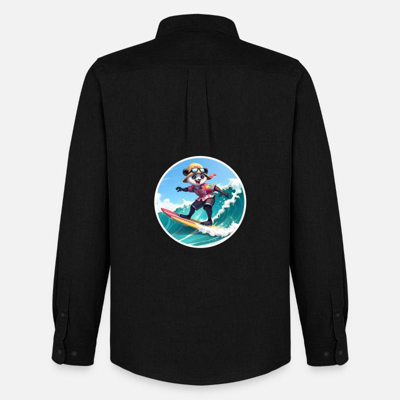 Panda Surfer im Hawaiihemd - Männer Oxford Hemd von Stanley/Stella - Schwarz