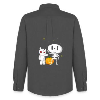 Halloweengesellschaft Gespenst und Monsterchen - Männer Oxford Hemd von Stanley/Stella - Anthrazit - Hinten - AI Model Male 185 dark (185cm)