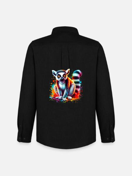 Lemur - Männer Oxford Hemd von Stanley/Stella - Schwarz