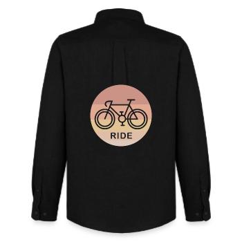 retro ride Rennrad Fahrrad Gravel SInglespeed Logo - Männer Oxford Hemd von Stanley/Stella - Schwarz - Hinten - AI Model Male 185 dark (185cm)