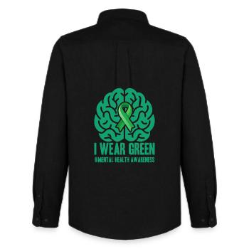 I Wear Green - Green Belt - Men's Oxford Shirt by Stanley/Stella - black - Back - AI Model Male 185 dark (185cm)