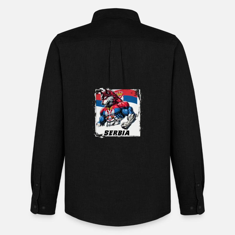 Serbien Wolf Flaggen Design - Männer Oxford Hemd von Stanley/Stella - Schwarz
