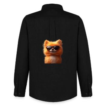 Zwergspitz Pommeraner Pom Süßer Deutscher Spitz - Männer Oxford Hemd von Stanley/Stella - Schwarz - Hinten - AI Model Male 185 dark (185cm)