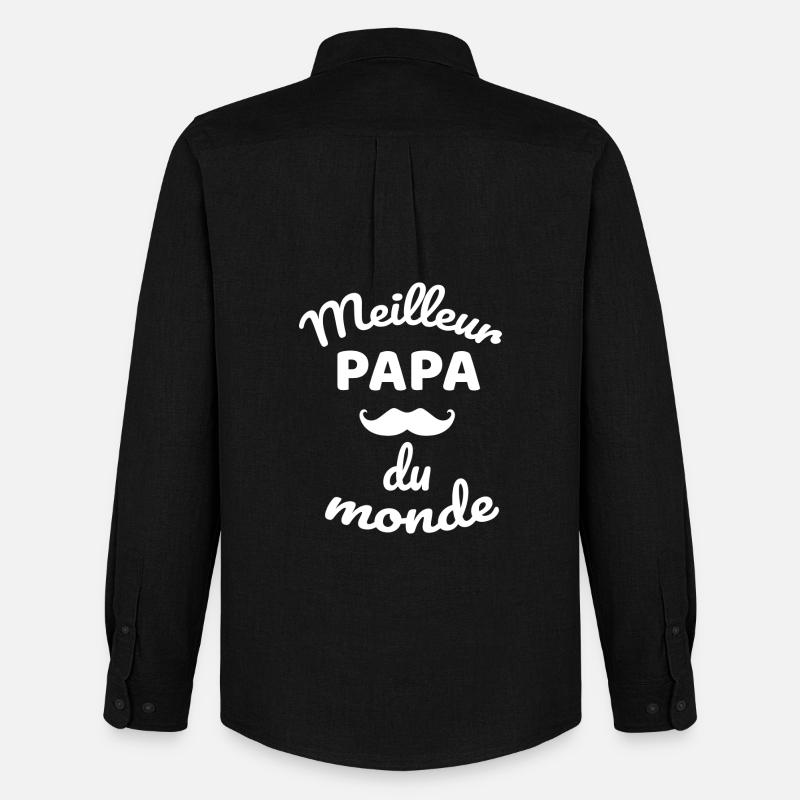 Authentisches Gesamt-Schnurrbart-Papa-Design - Männer Oxford Hemd von Stanley/Stella - Schwarz