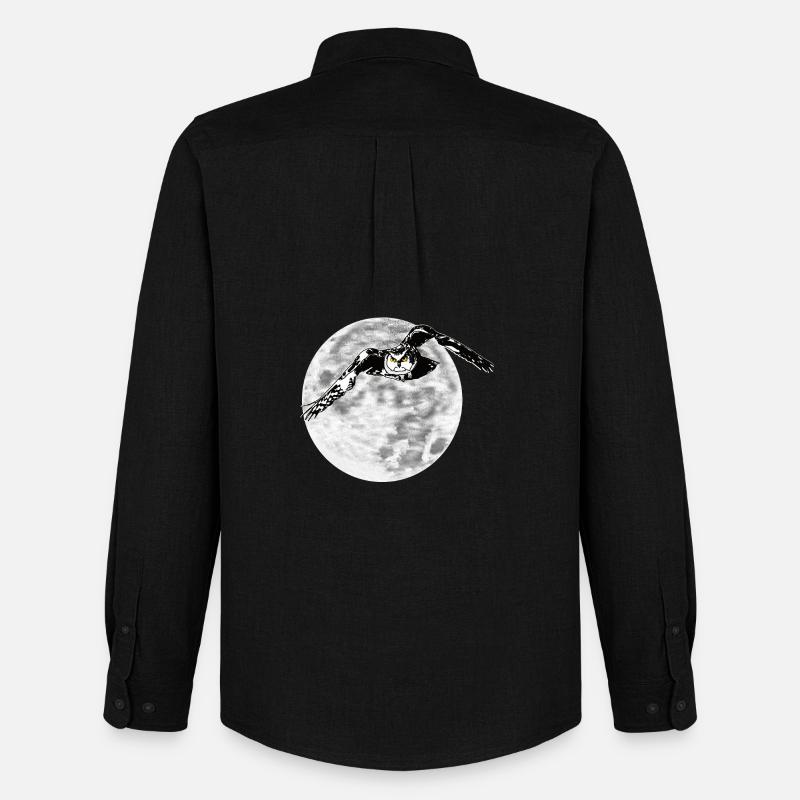 Eule vor Mond - Männer Oxford Hemd von Stanley/Stella - Schwarz