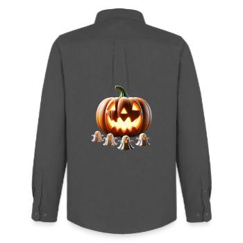 Halloween Pumpkin Ghosts - Men's Oxford Shirt by Stanley/Stella - anthracite - Back - AI Model Male 185 dark (185cm)