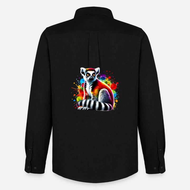 Lemur - Männer Oxford Hemd von Stanley/Stella - Schwarz