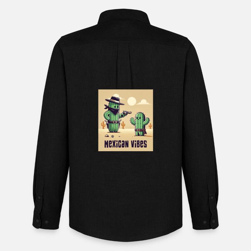 Mexiko Kaktus Design - Männer Oxford Hemd von Stanley/Stella - Schwarz