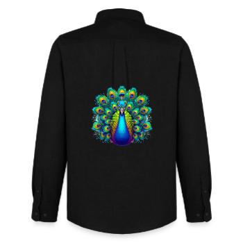 Peacock - Men's Oxford Shirt by Stanley/Stella - black - Back - AI Model Male 185 dark (185cm)