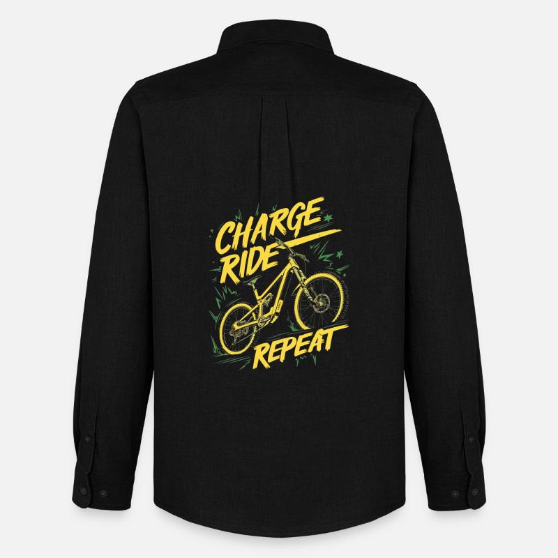 Charge Ride Repeat Cycle Design - Männer Oxford Hemd von Stanley/Stella - Schwarz