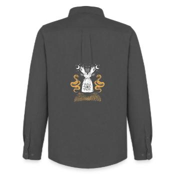 Grimoire au clair de lune : Mains de serpent - Chemise Oxford homme Stanley/Stella - charbon - Dos - AI Model Male 185 dark (185cm)
