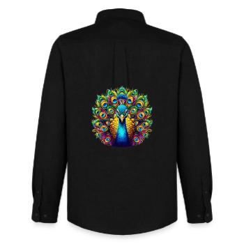 Peacock - Men's Oxford Shirt by Stanley/Stella - black - Back - AI Model Male 185 dark (185cm)