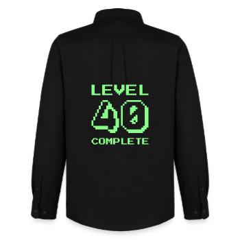Level 40 complete - Men's Oxford Shirt by Stanley/Stella - black - Back - AI Model Male 185 dark (185cm)