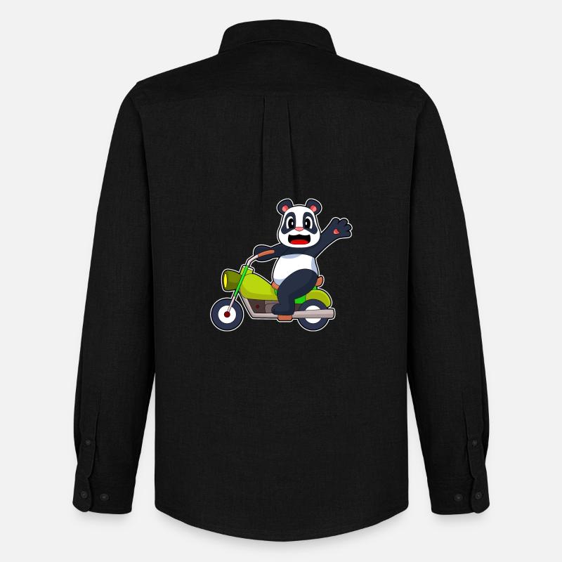 Panda Motorrad - Männer Oxford Hemd von Stanley/Stella - Schwarz