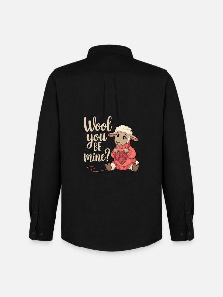 Wolliges Valentinsherz Schäfchen - Männer Oxford Hemd von Stanley/Stella - Schwarz
