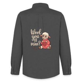 Wolliges Valentinsherz Schäfchen - Männer Oxford Hemd von Stanley/Stella - Anthrazit - Hinten - AI Model Male 185 dark (185cm)