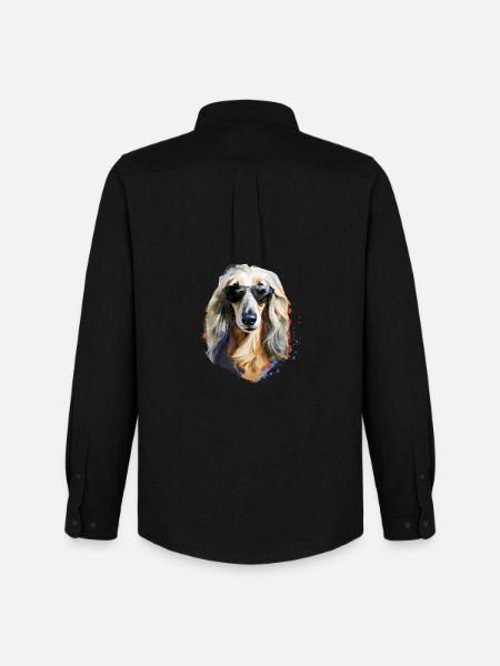Afghan greyhound with sunglasses - Men's Oxford Shirt by Stanley/Stella - black