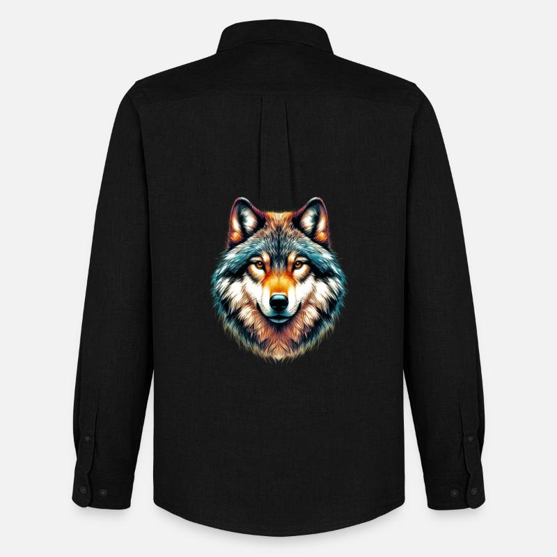 Wolf - Männer Oxford Hemd von Stanley/Stella - Schwarz