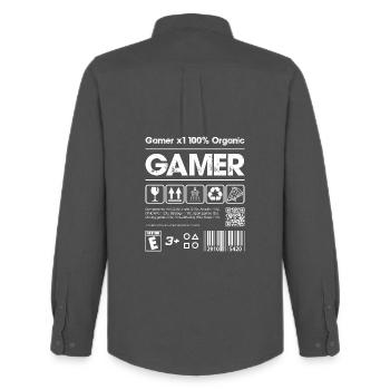 Gamer Organic Logo Tee - Men's Oxford Shirt by Stanley/Stella - anthracite - Back - AI Model Male 185 dark (185cm)