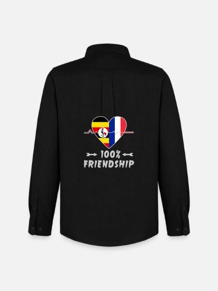 Uganda and France 100% friendship - Men's Oxford Shirt by Stanley/Stella - black