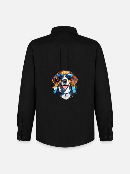 Beagle with sunglasses - Men's Oxford Shirt by Stanley/Stella - black