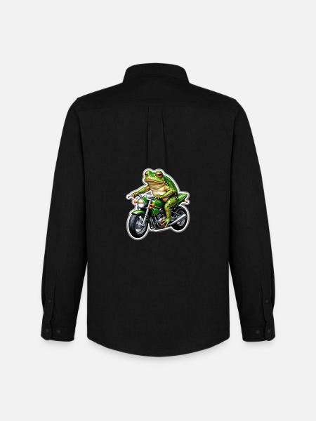 Frog on motorcycle - Men's Oxford Shirt by Stanley/Stella - black