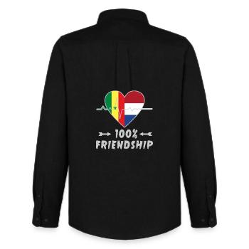 100 % amitié entre le Sénégal et les Pays-Bas - Chemise Oxford homme Stanley/Stella - noir - Dos - AI Model Male 185 dark (185cm)