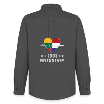 Lithuania and the Netherlands 100% friendship - Men's Oxford Shirt by Stanley/Stella - anthracite - Back - AI Model Male 185 dark (185cm)