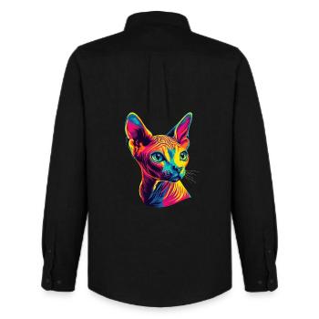 Sphynx Cat Sphynx Cat Canadian Cat Cute Sphinx - Men's Oxford Shirt by Stanley/Stella - black - Back - AI Model Male 185 dark (185cm)