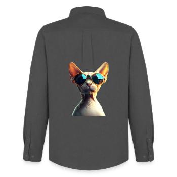 Sphynx Cat Sphynx Cat Canadian Cat Cute Sphinx - Men's Oxford Shirt by Stanley/Stella - anthracite - Back - AI Model Male 185 dark (185cm)
