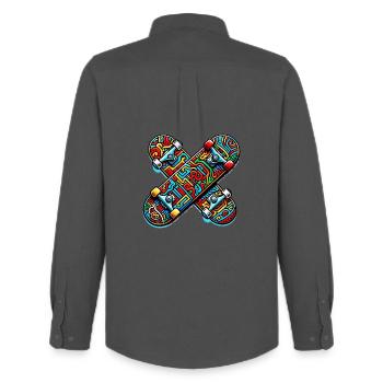 Skateboard - Men's Oxford Shirt by Stanley/Stella - anthracite - Back - AI Model Male 185 dark (185cm)