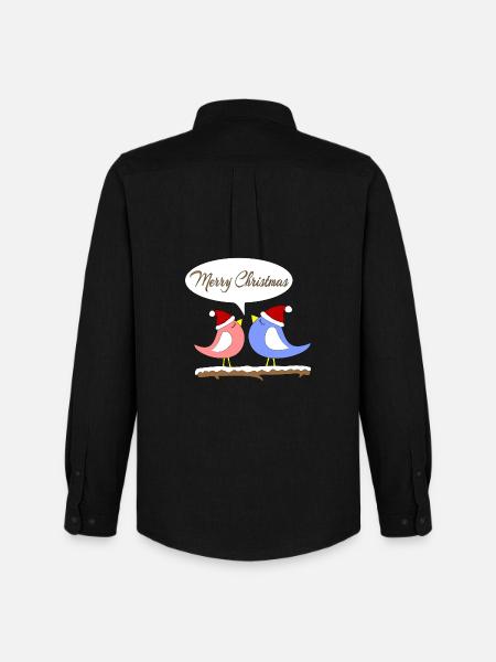 Christmas with funny birds - Men's Oxford Shirt by Stanley/Stella - black