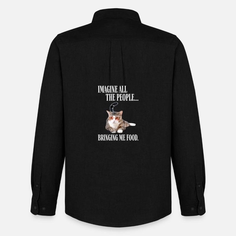 Katze mit Brille - Männer Oxford Hemd von Stanley/Stella - Schwarz