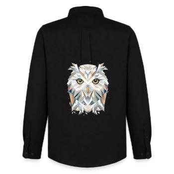 Majestätische Schneeeule - Geometrische Eleganz - Männer Oxford Hemd von Stanley/Stella - Schwarz - Hinten - AI Model Male 185 dark (185cm)