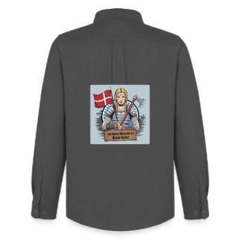 Schildmaiden - Découvrez le côté sauvage du Danemark - Chemise Oxford homme Stanley/Stella - charbon - Dos - AI Model Male 185 dark (185cm)