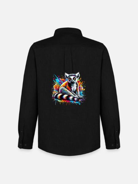 Lemur - Männer Oxford Hemd von Stanley/Stella - Schwarz