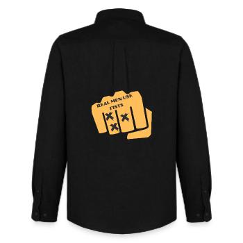 Fists Card Graphic - Men's Oxford Shirt by Stanley/Stella - black - Back - AI Model Male 185 dark (185cm)