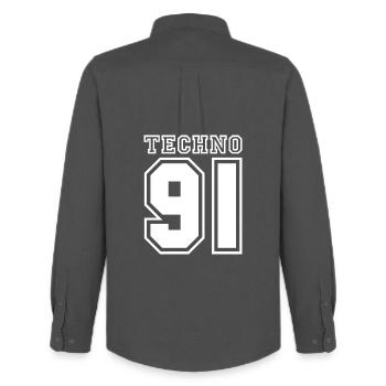 TECHNO 91 - Männer Oxford Hemd von Stanley/Stella - Anthrazit - Hinten - AI Model Male 185 dark (185cm)