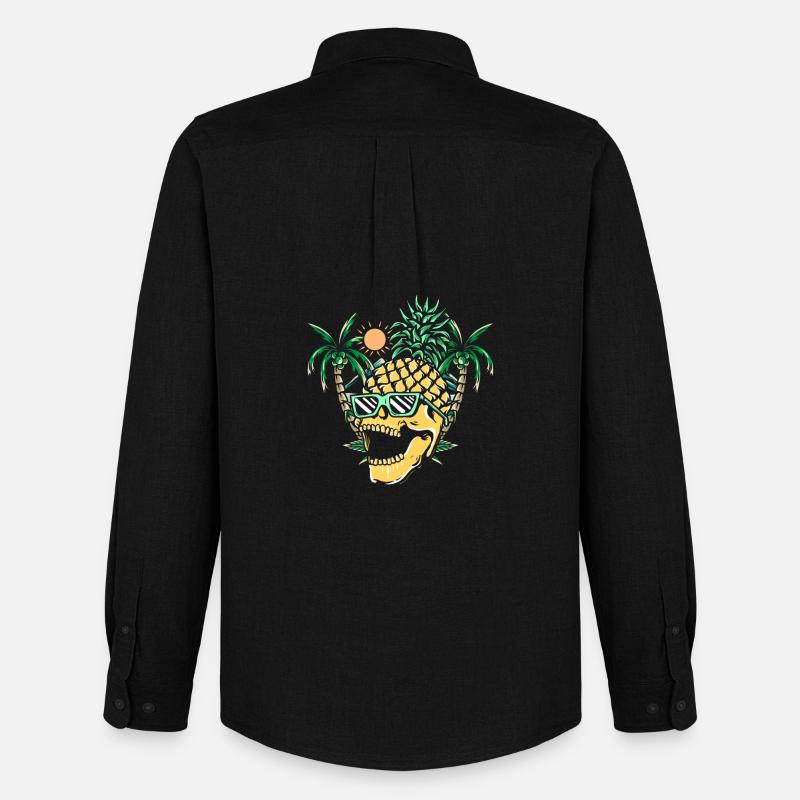 Funny pineapple skull - Männer Oxford Hemd von Stanley/Stella - Schwarz
